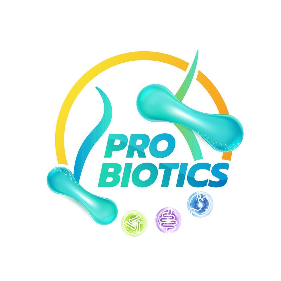 Probiotic Foods Good Bacteria Vector illustration.