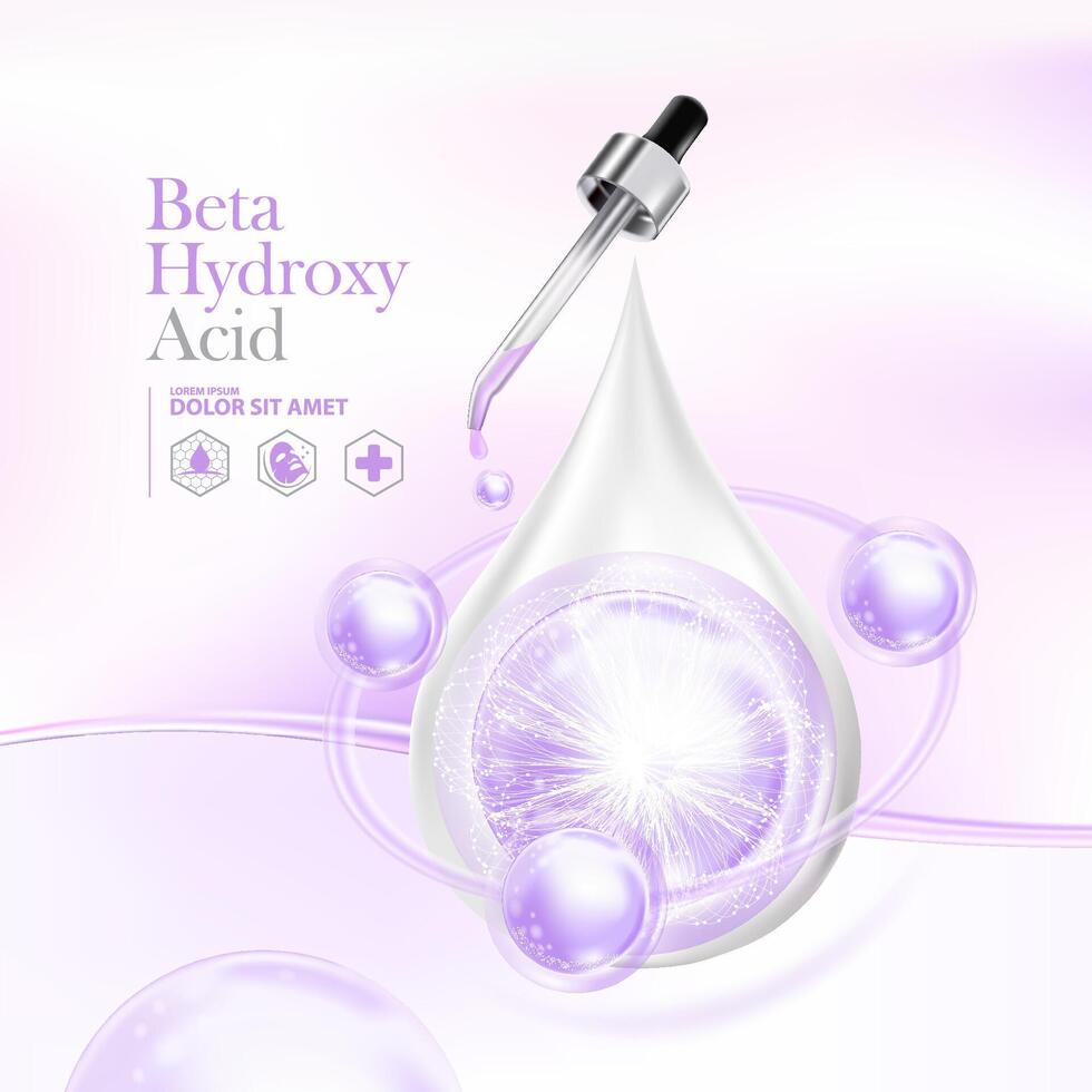 Beta hydroxy acid , BHA for Skin Care Cosmetic poster, banner design vector