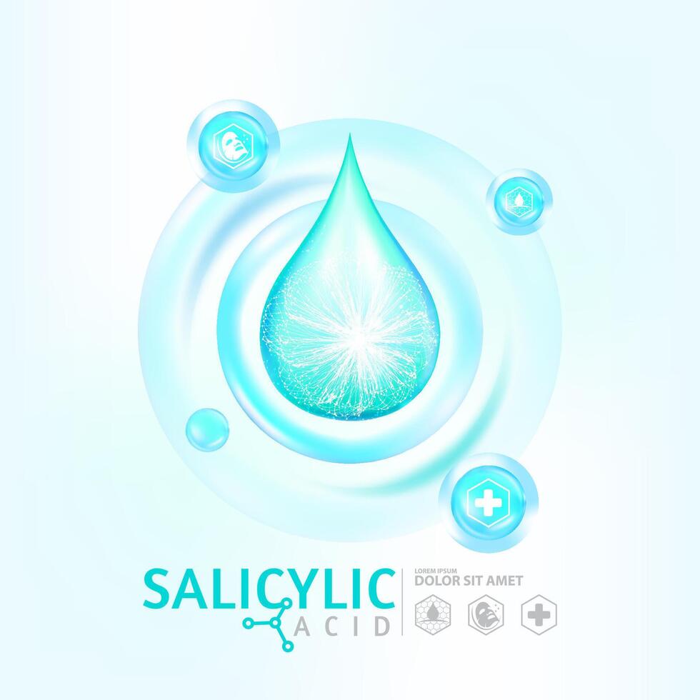 salicílico ácido suero piel cuidado cosmético vector