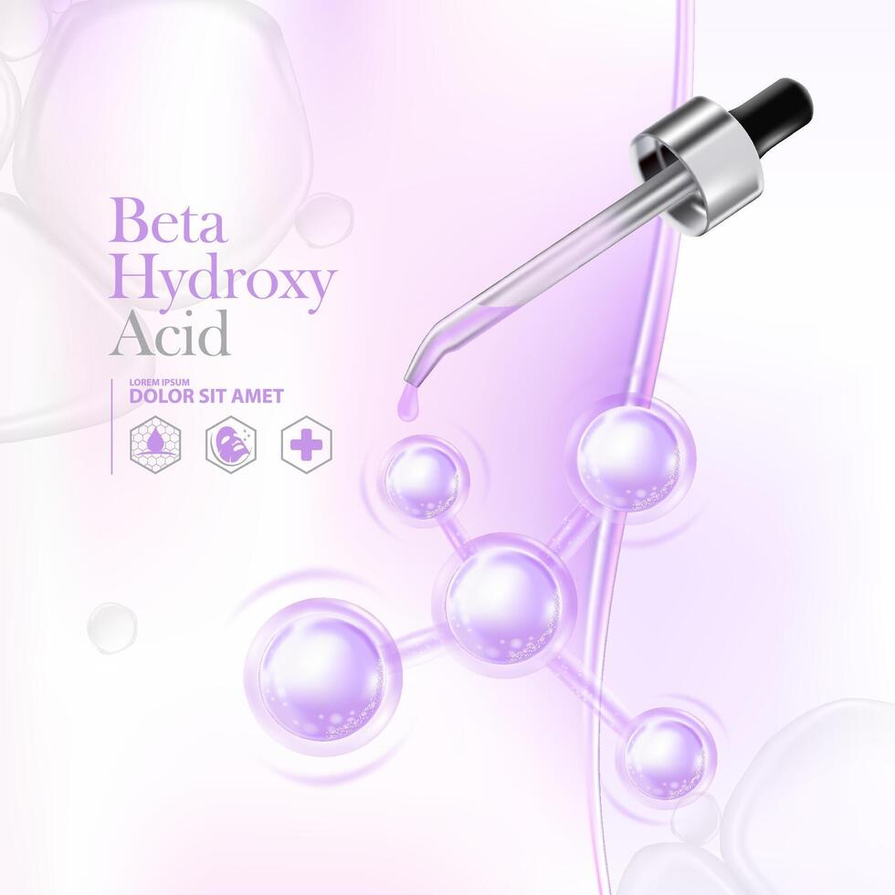 Beta hydroxy acid , BHA for Skin Care Cosmetic poster, banner design vector