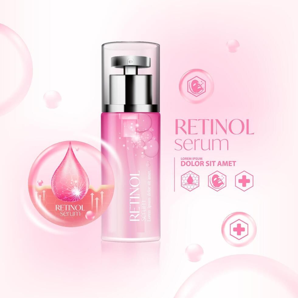 retinol suero piel cuidado cosmético vector