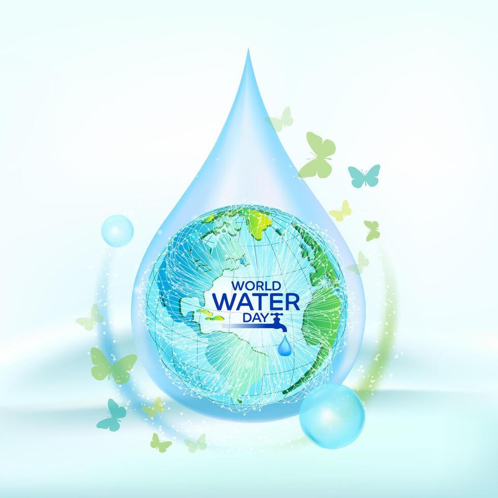 Concept of ecology and world water day  logo design template vector