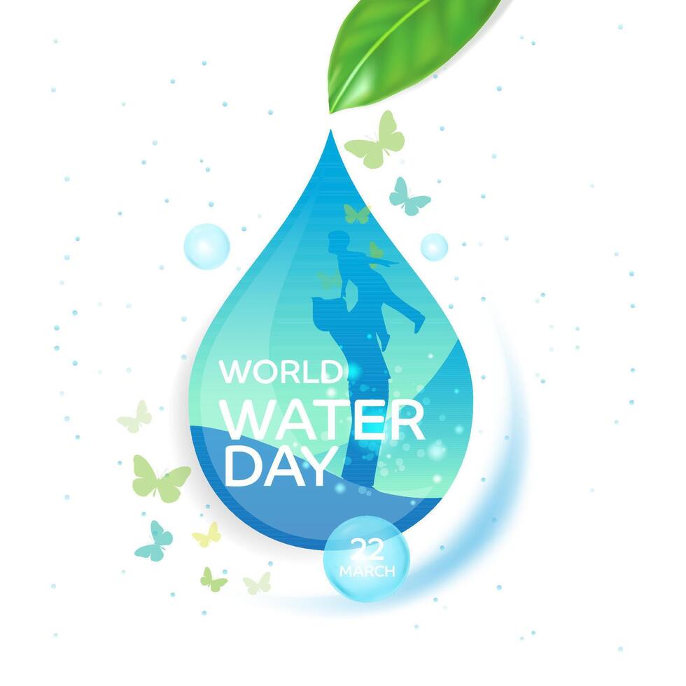 Concept of ecology and world water day  logo design template vector