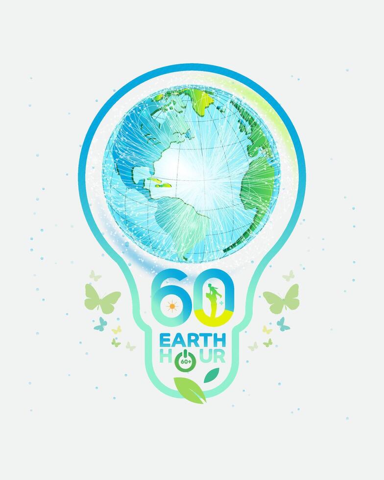concept logo design event  earth hour ,Ecology.Green cities help the world with eco-friendly vector