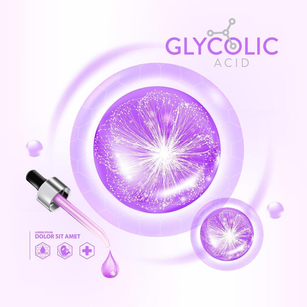 glicólico ácido suero piel cuidado cosmético vector