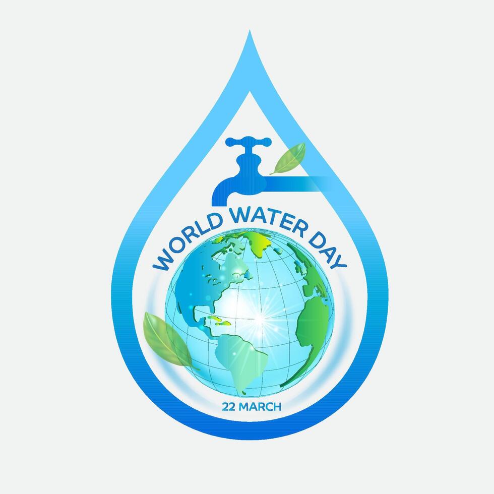 Concept of ecology and world water day  logo design template vector