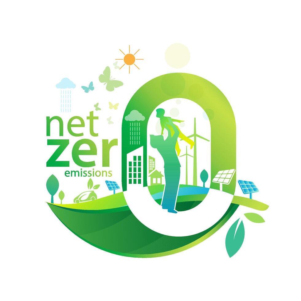 Net zero and carbon neutral concept. vector