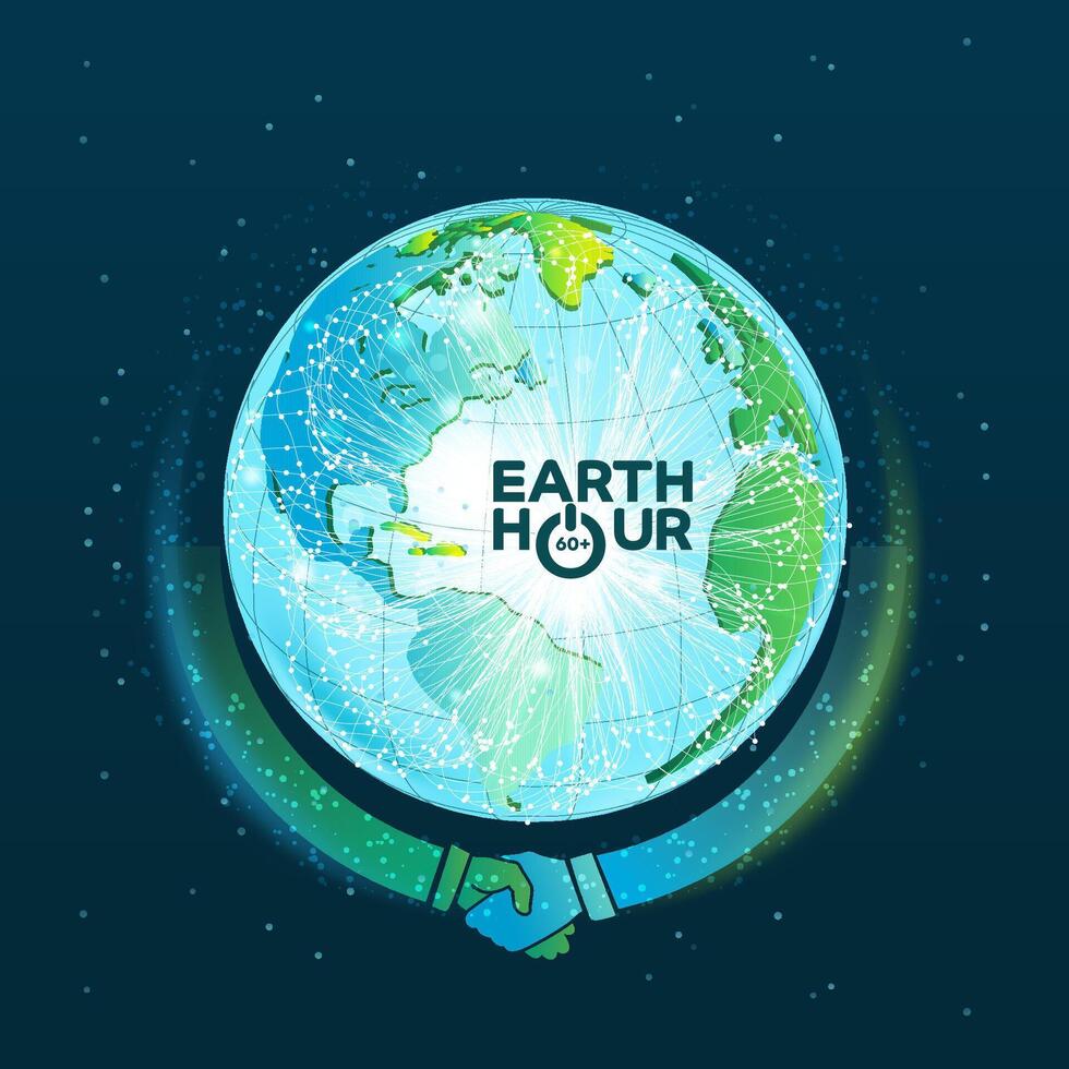 concept logo design event  earth hour ,Ecology.Green cities help the world with eco-friendly vector