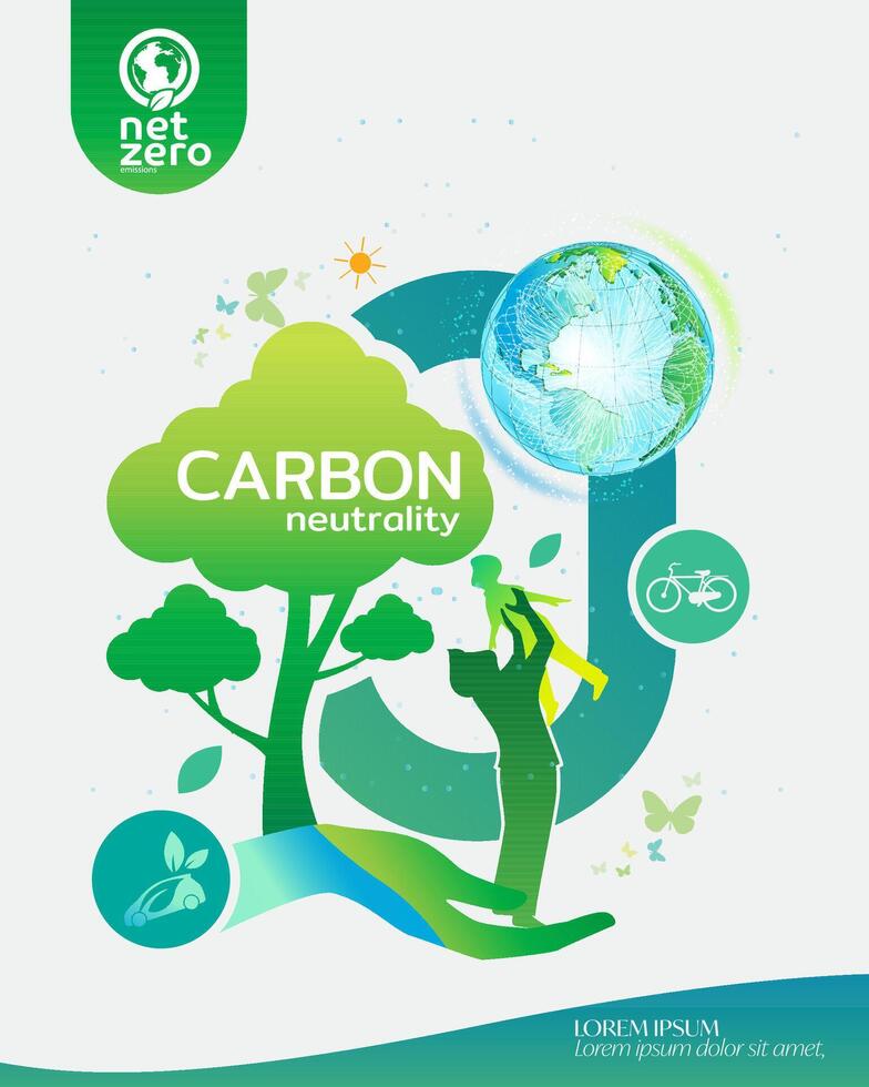 Net zero and carbon neutral concept. vector