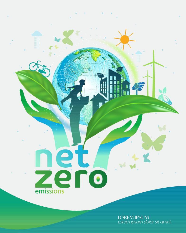 Net zero and carbon neutral concept. vector