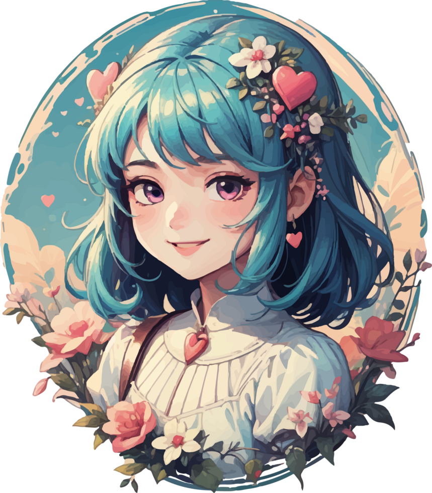 AI generated Happy Valentine Girl Clip Art png