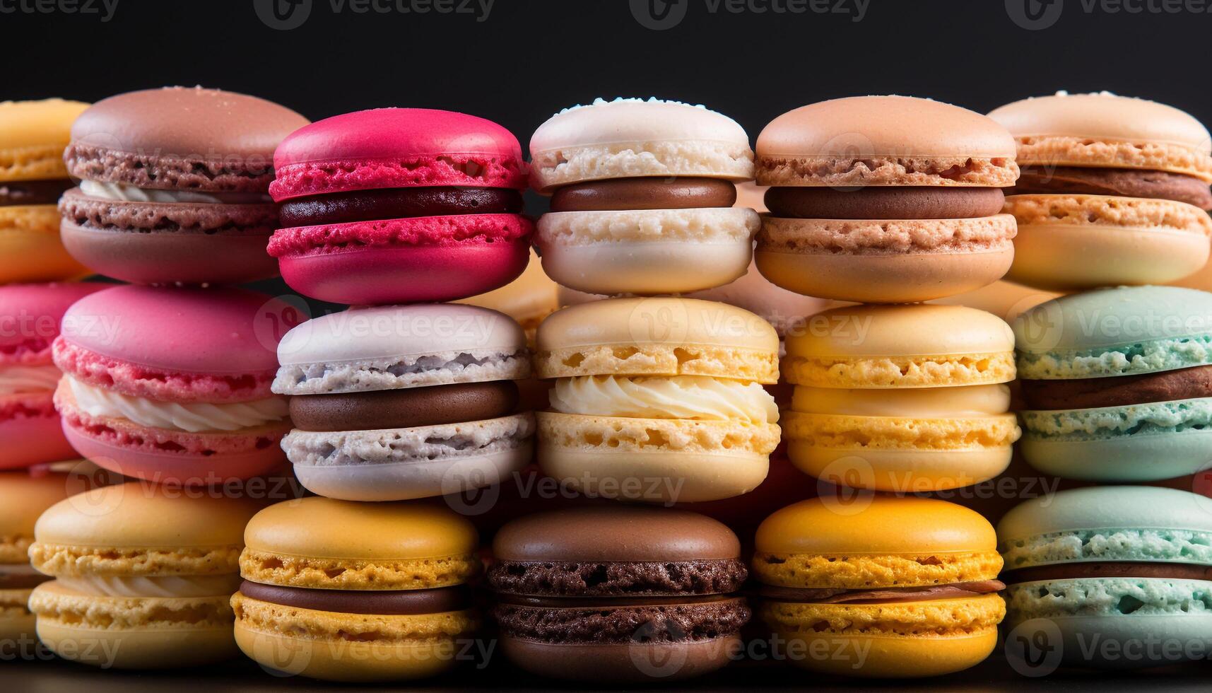 AI generated A colorful stack of macaroons, a French gourmet indulgence generated by AI photo