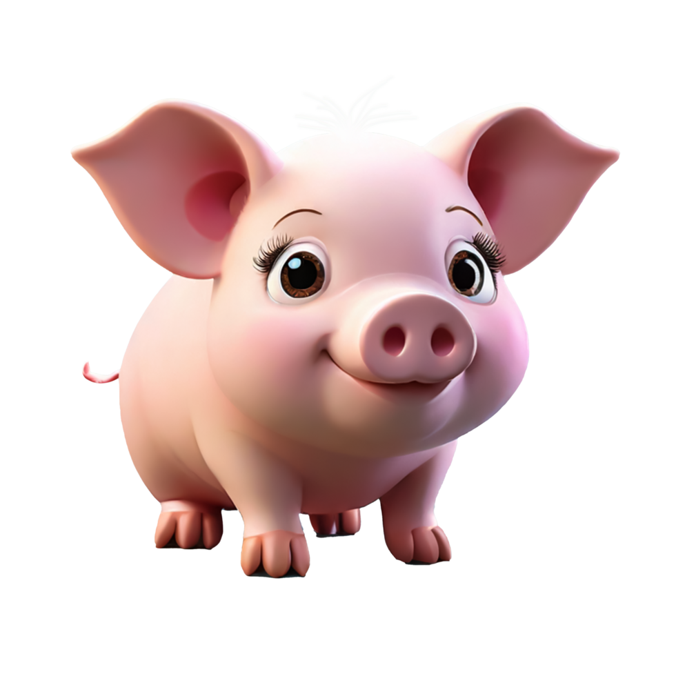 AI generated cartoon pig, transparent background, transparent png