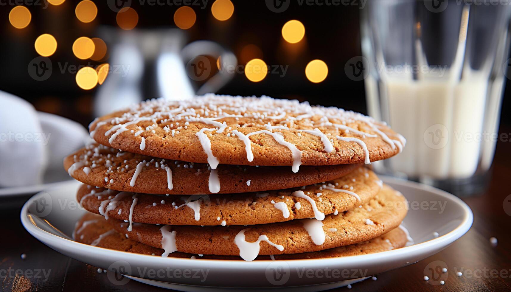 AI generated Homemade dessert stack of sweet cookies on a plate generated by AI photo