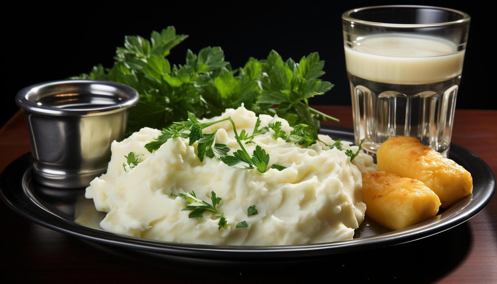 AI generated Healthy eating Freshness and gourmet meal, cooked vegetarian food generated by AI photo