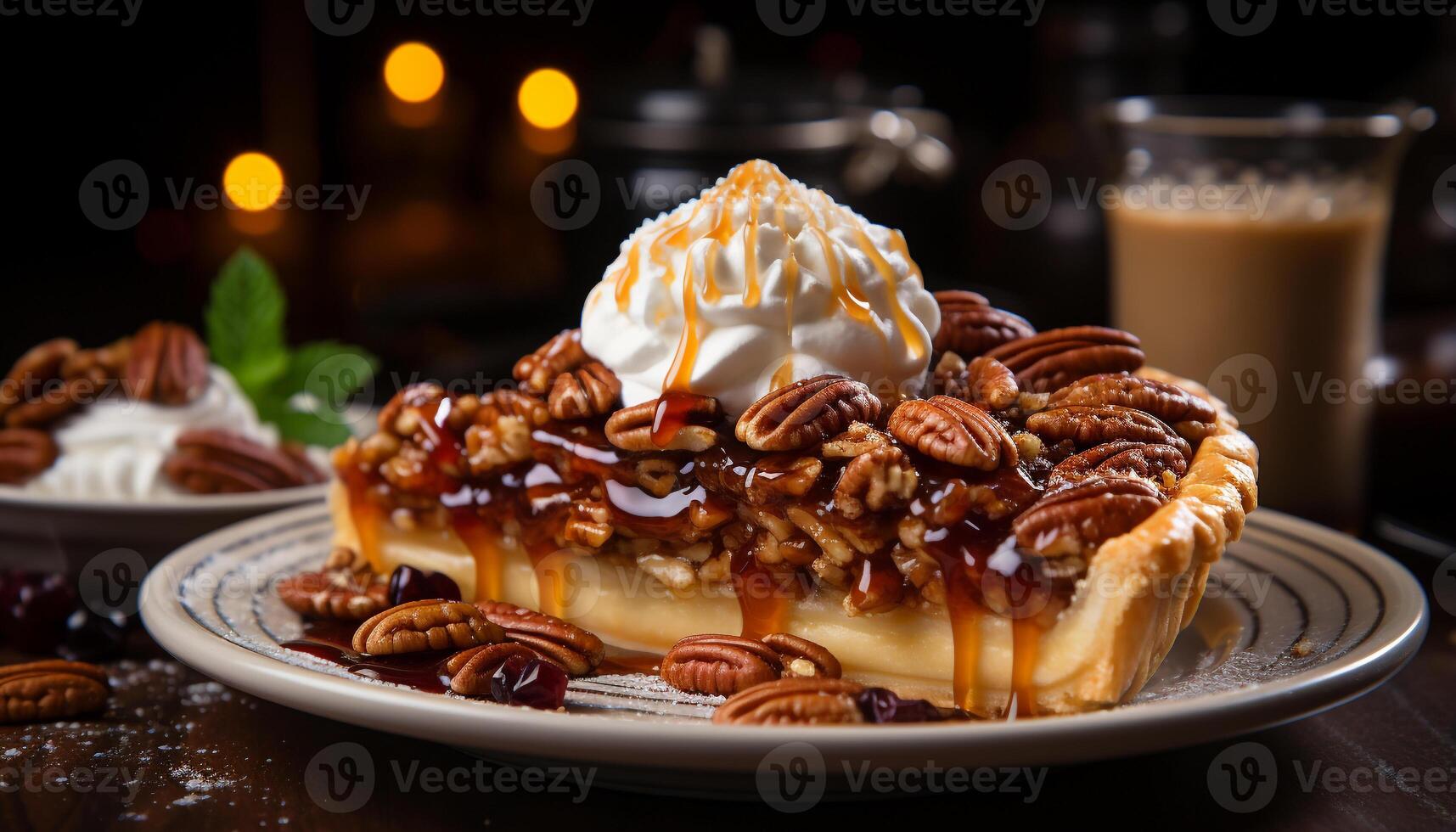 ai generado hecho en casa gastrónomo postre oscuro chocolate tarta con azotado crema generado por ai foto