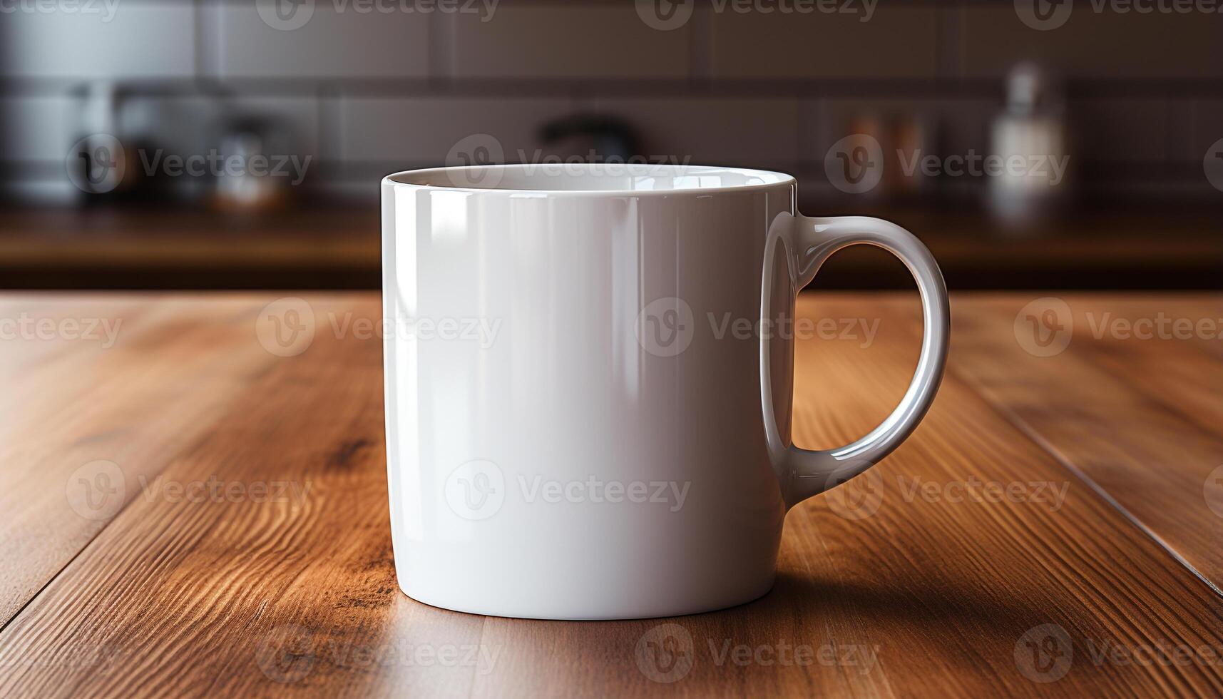 AI generated Fresh coffee in a modern mug on a wooden table generated by AI photo