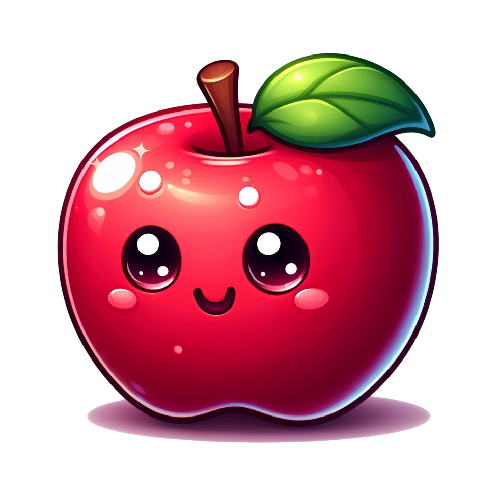 AI generated adorable red apple with leaf png