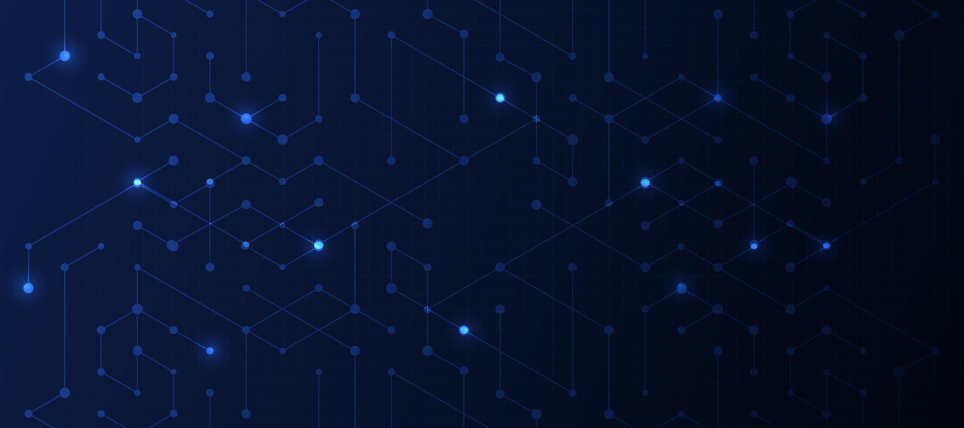 Abstract geometric dots connection on dark blue background. vector