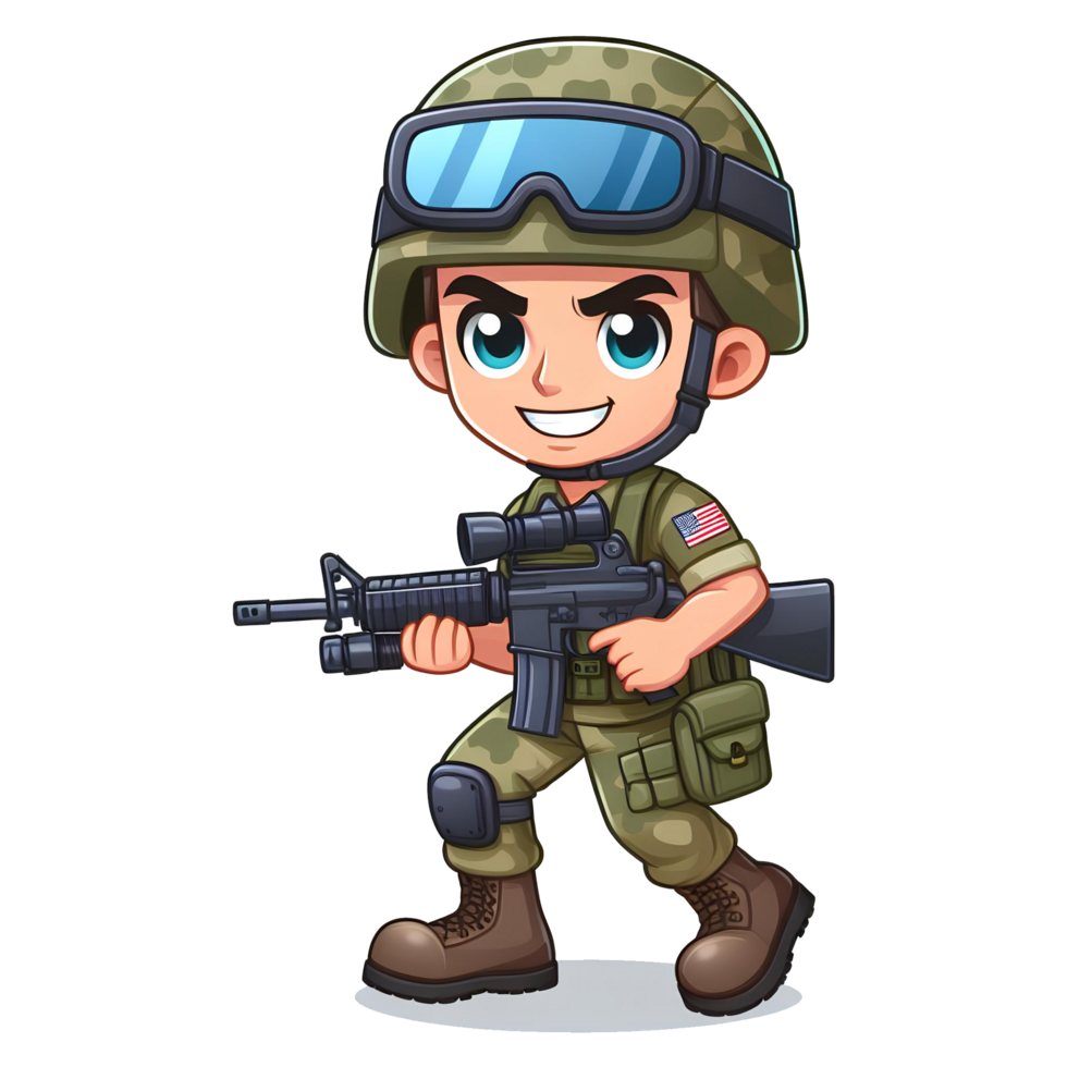 AI generated cartoon character of soldier png