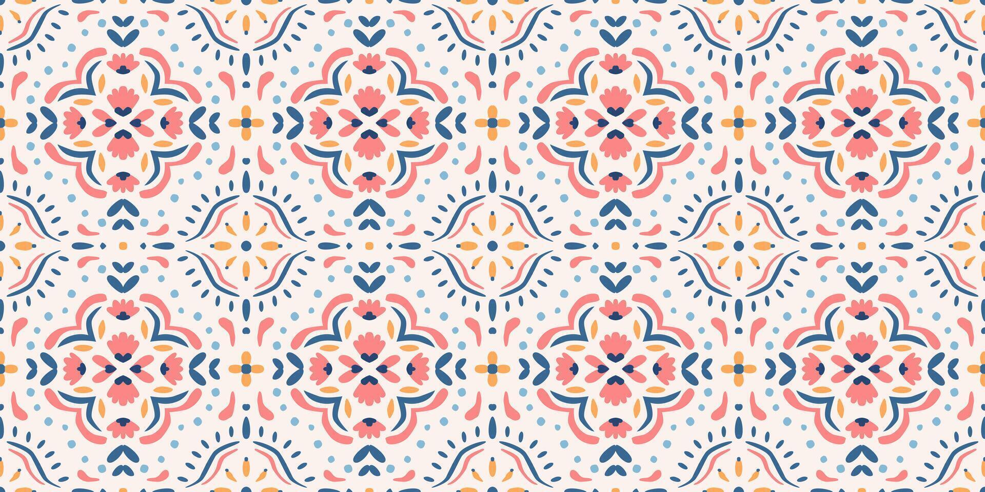 Ethnic abstract tile art. Seamless pattern in tribal, folk embroidery, and Mexican style. Aztec geometric art ornament print. Design for carpet, wallpaper, clothing, wrapping, fabric, cover, textile. vector