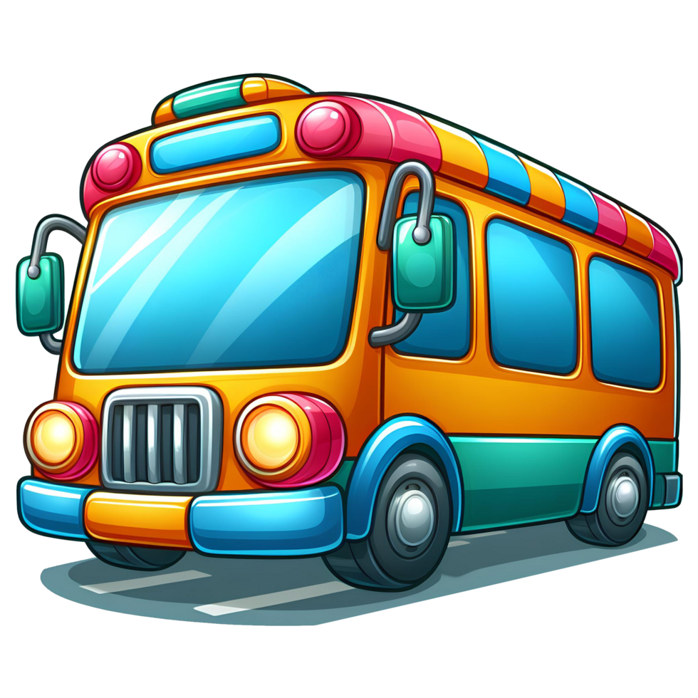 AI generated cartoon bus illustration png