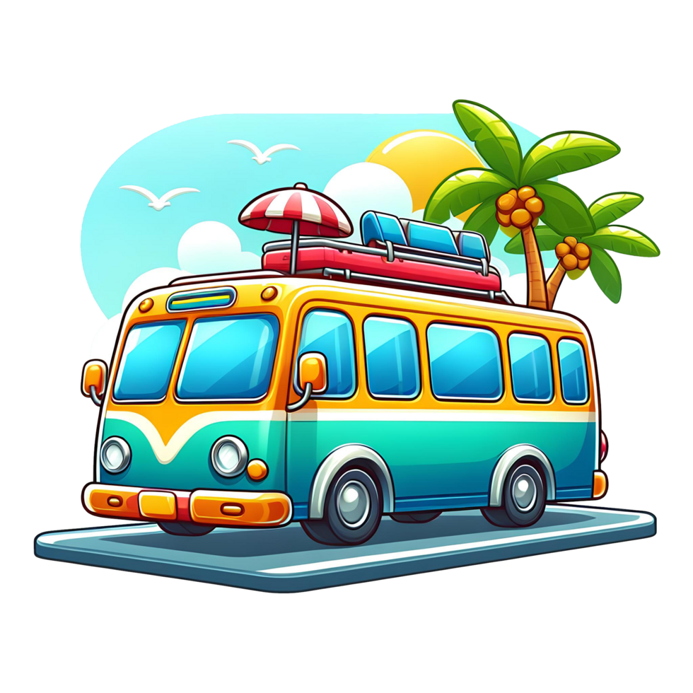 AI generated campervan car cartoon style png