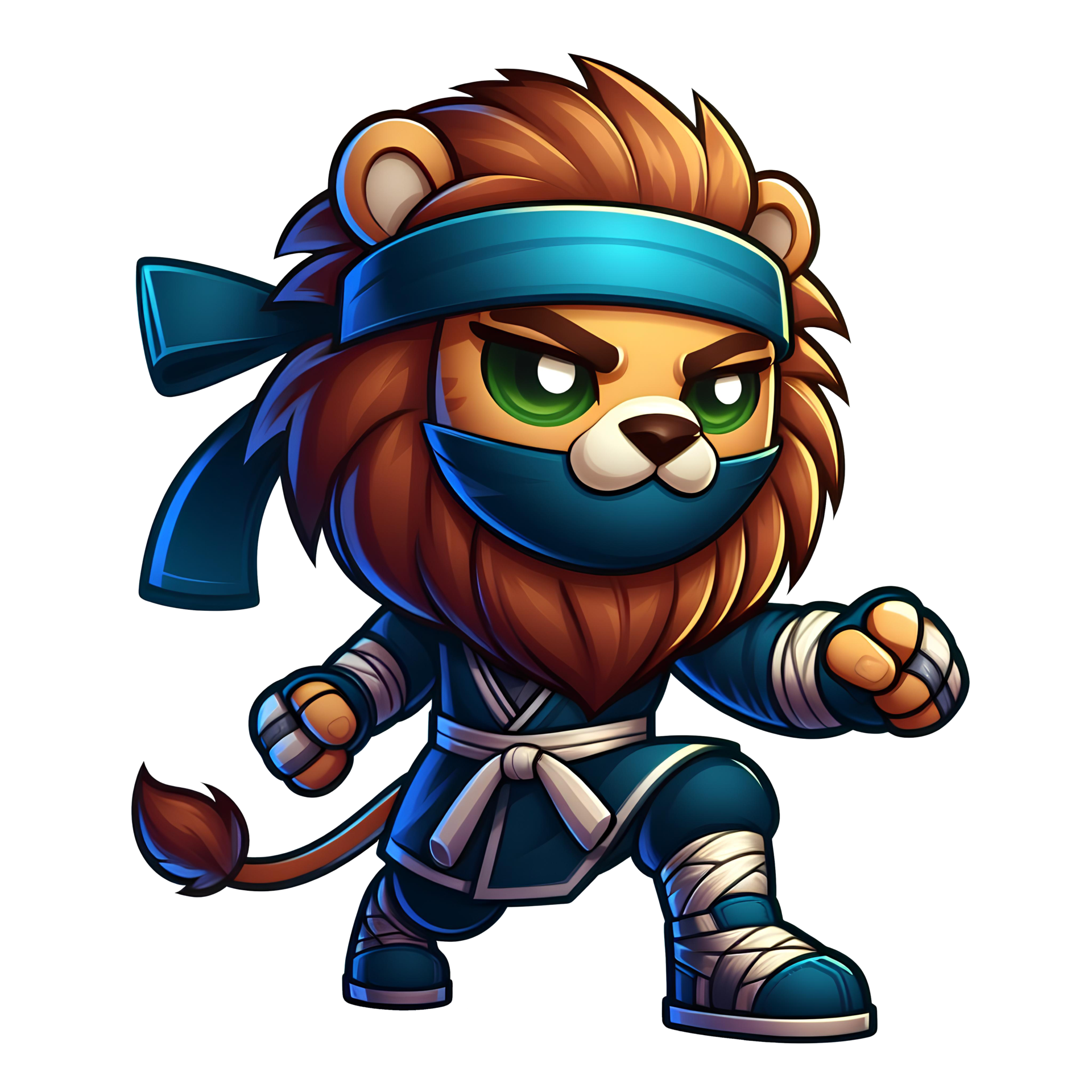 AI generated ninja lion cartoon PNG transparent background 39657540 PNG