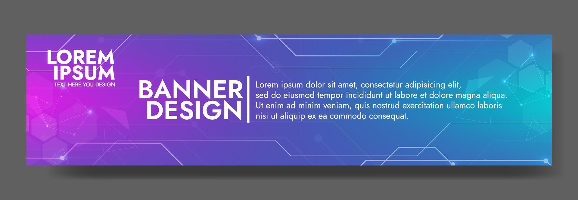 Gradient Digital technology banner. Futuristic banner for various design projects such as websites, presentations, print materials, social media posts vector