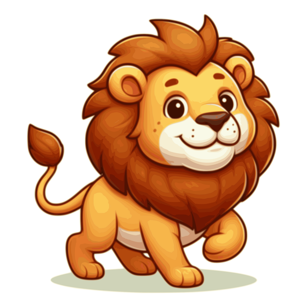 AI generated cute lion cartoon transparent background png