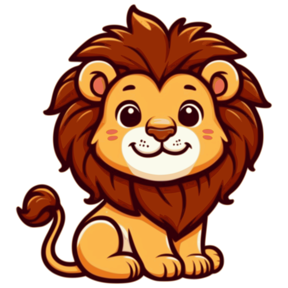 ai généré mignonne Lion dessin animé transparent Contexte png