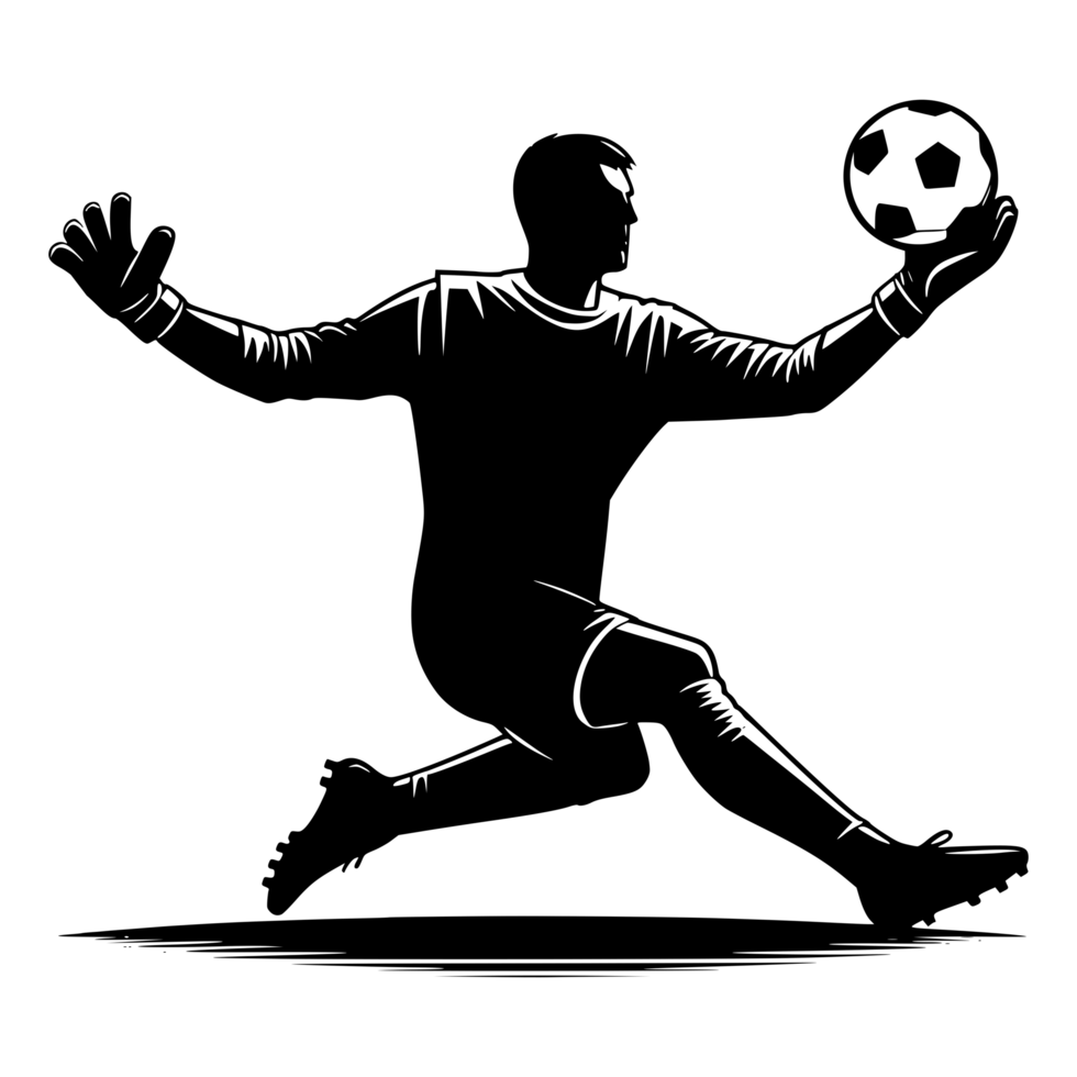 AI generated goalkeeper and ball silhouette PNG