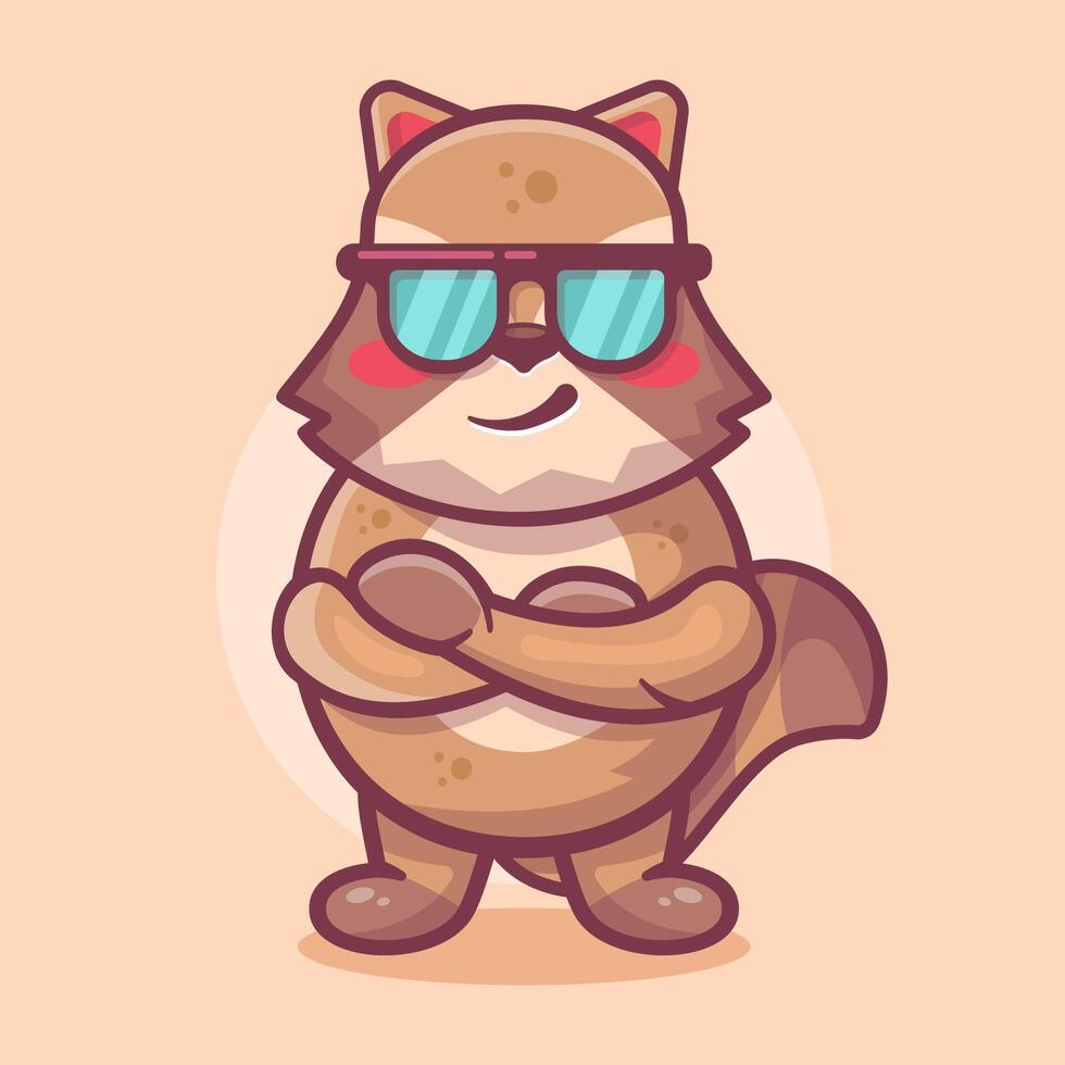 cool raccoon animal character mascot with crossed arms isolated cartoon in flat style design vector
