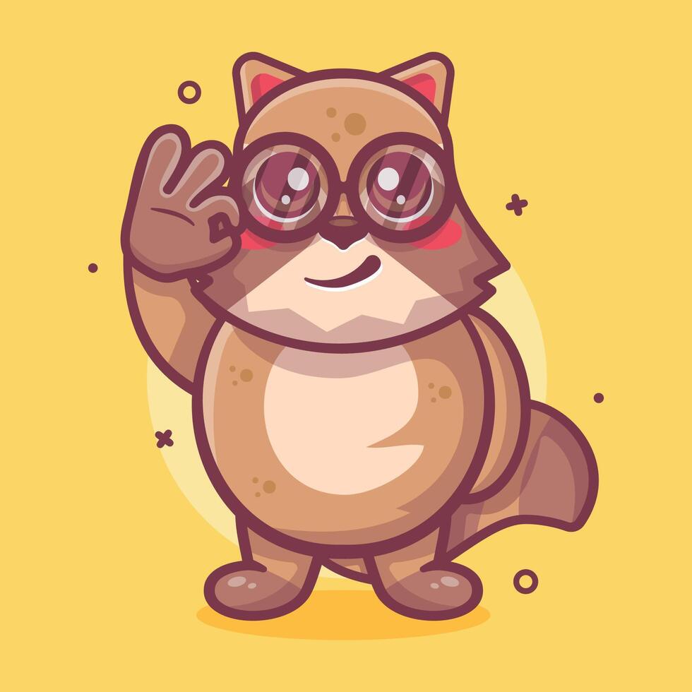 funny raccoon animal character mascot with ok sign hand gesture isolated cartoon vector