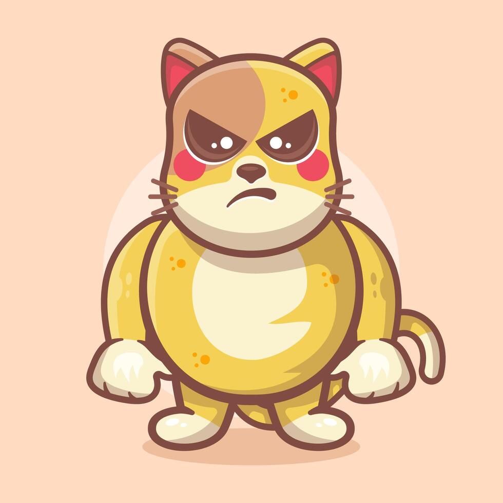 serious cat animal character mascot with an angry expression isolated cartoon vector