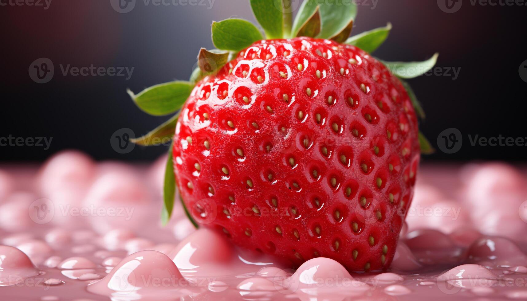 AI generated Freshness and sweetness in a bowl of ripe strawberry dessert generated by AI photo