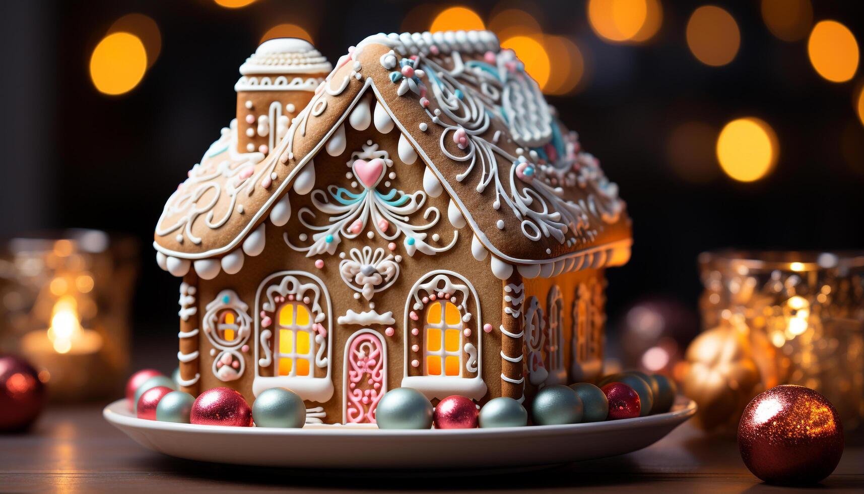 AI generated Homemade gingerbread cookies decorate the table, a sweet celebration generated by AI photo