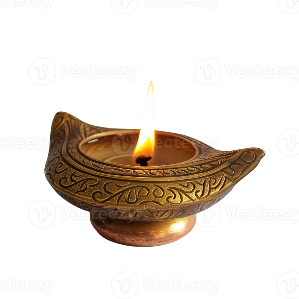 AI generated Diwali brass candlelight indian celebration png