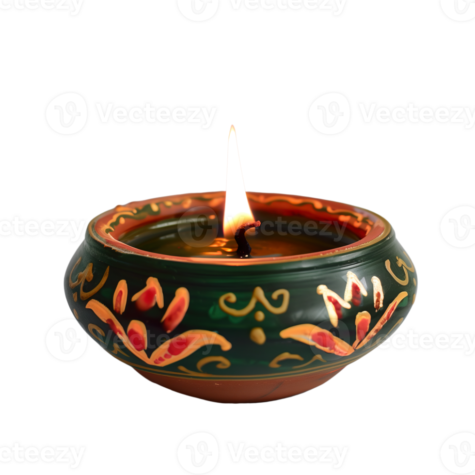 ai generato Diwali il giro mano dipinto ornamento lume di candela png