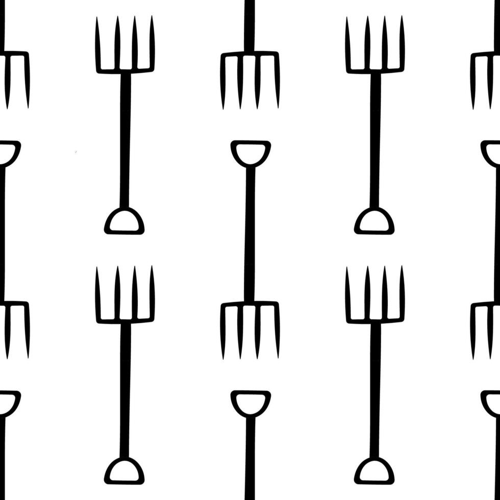 garden tool set care black pattern textile vector
