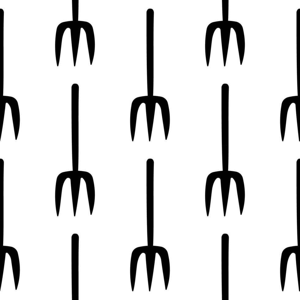 garden tool set care black pattern textile vector