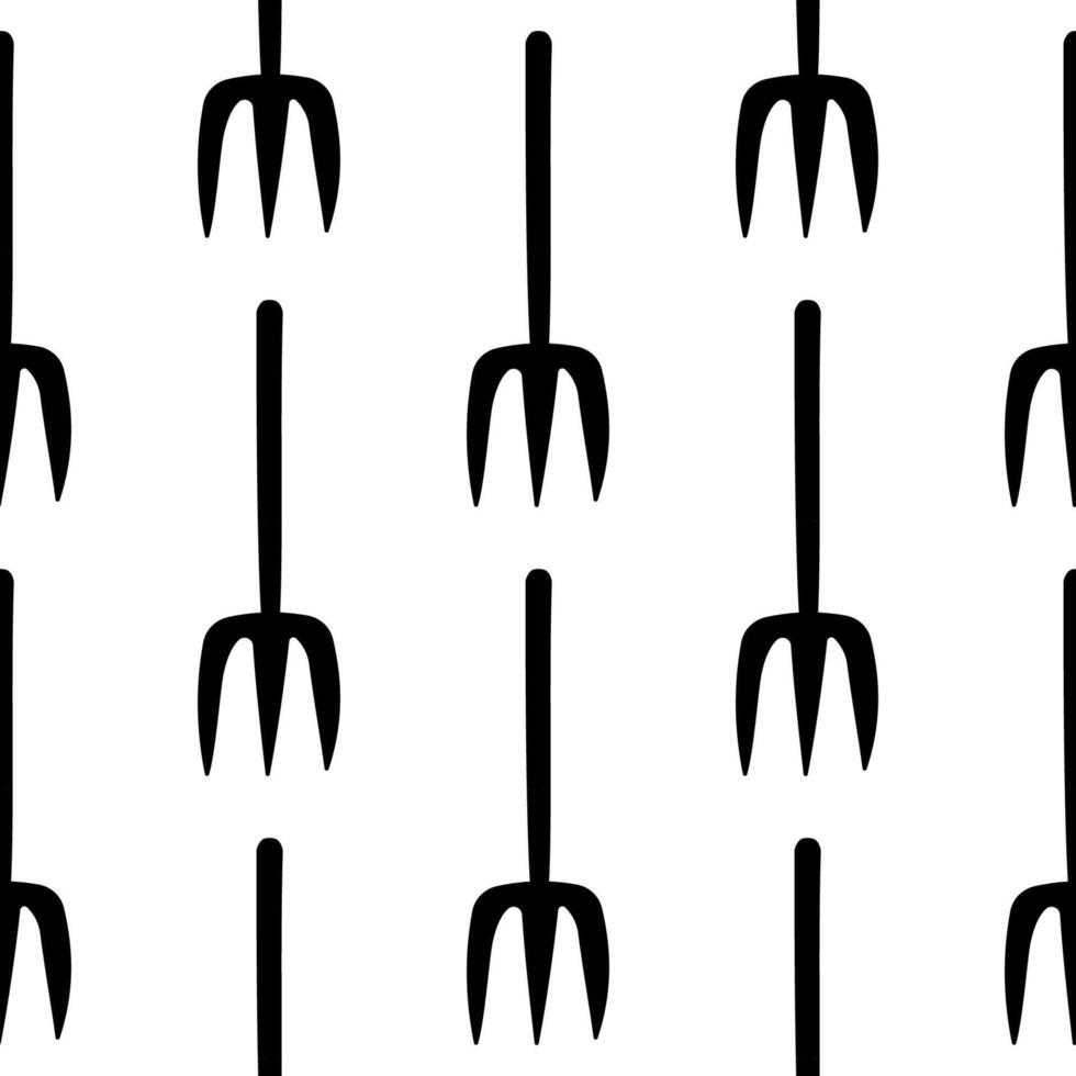 garden tool set care black pattern textile vector