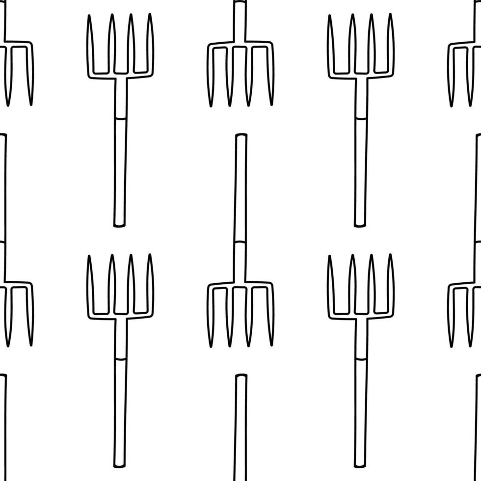 garden tool set care line pattern textile vector