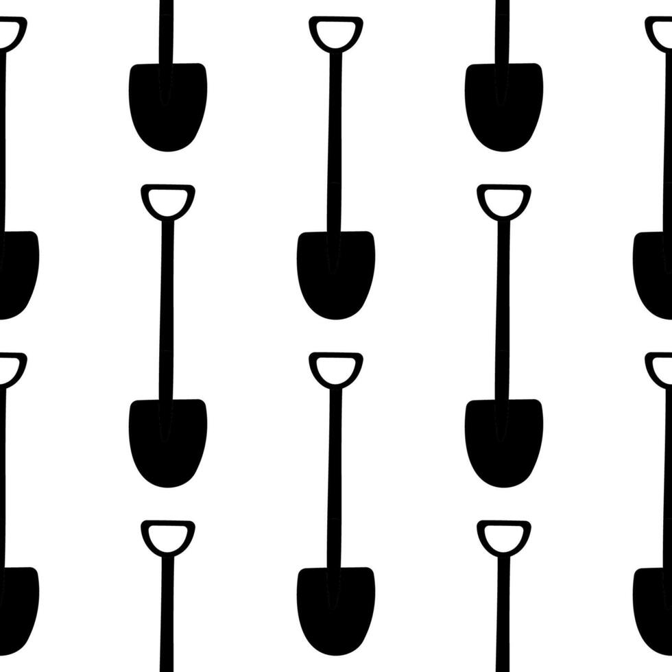 garden tool set care black pattern textile vector