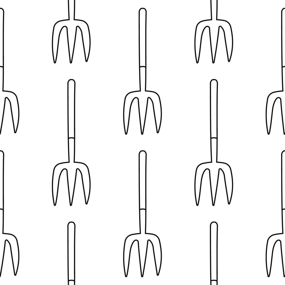 garden tool set care line pattern textile vector