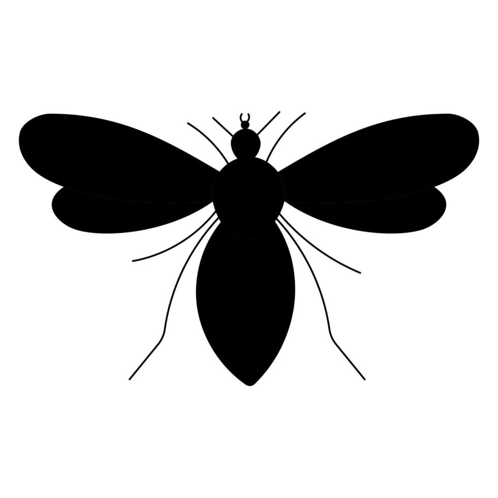 Wasp icon flying striped insect wings, legs vector