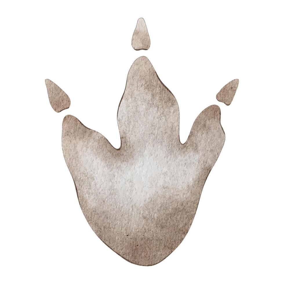Dinosaur footprint. Isolated hand drawn watercolor illustration. A clipart of Animal trace for children's invitation cards, parties, baby shower, decoration of kid's rooms vector
