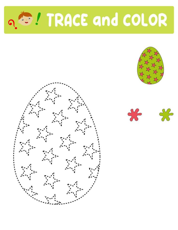 Trace and color . entertainment for children. training sheet. worksheet. Easter egg vector