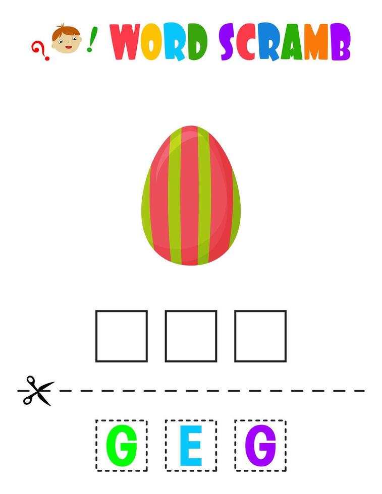 Word scramble. Easter egg. educational sheet for children vector