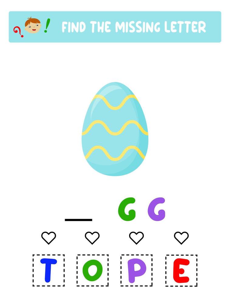 encontrar el desaparecido carta. Pascua de Resurrección huevos. educativo sábana para niños vector